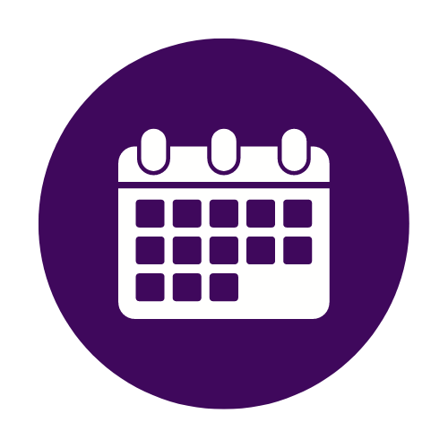 A photo of a purple calendar icon